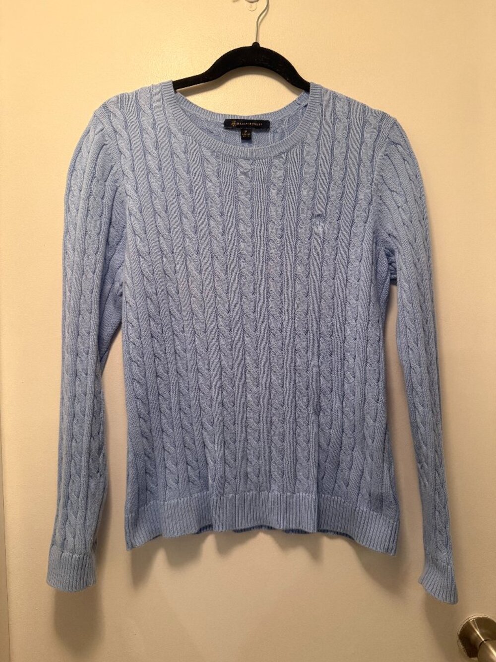 Brooks Brothers | 100% Cotton Cable Knit Crewneck Sweater | Light Blue | M